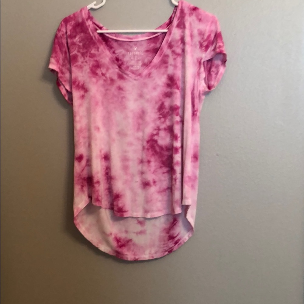American eagle pink acid wash v neck